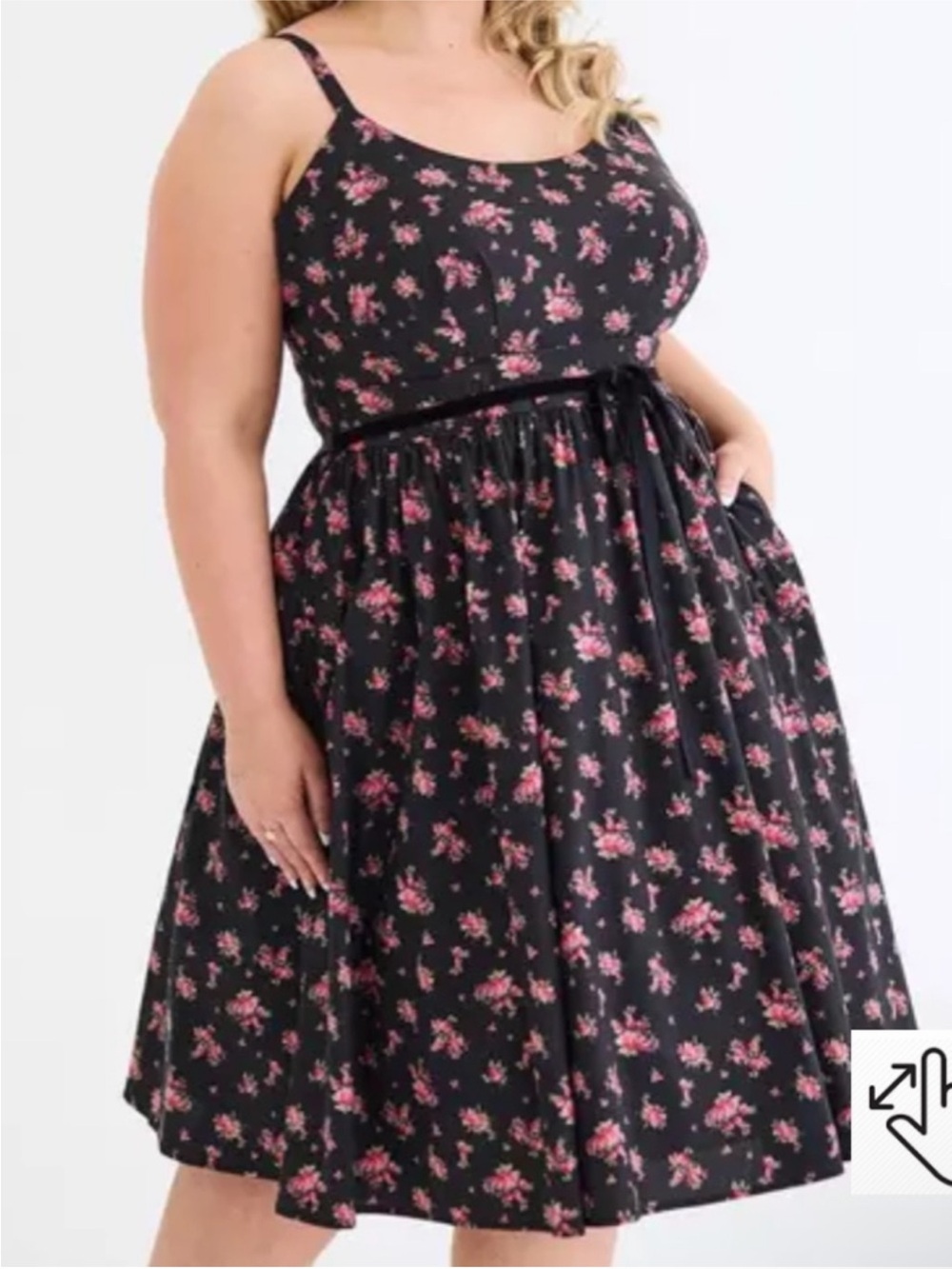 torrid Retro Scallop Skirt Swing Dress with Pink Romy Rose Floral Print 2X